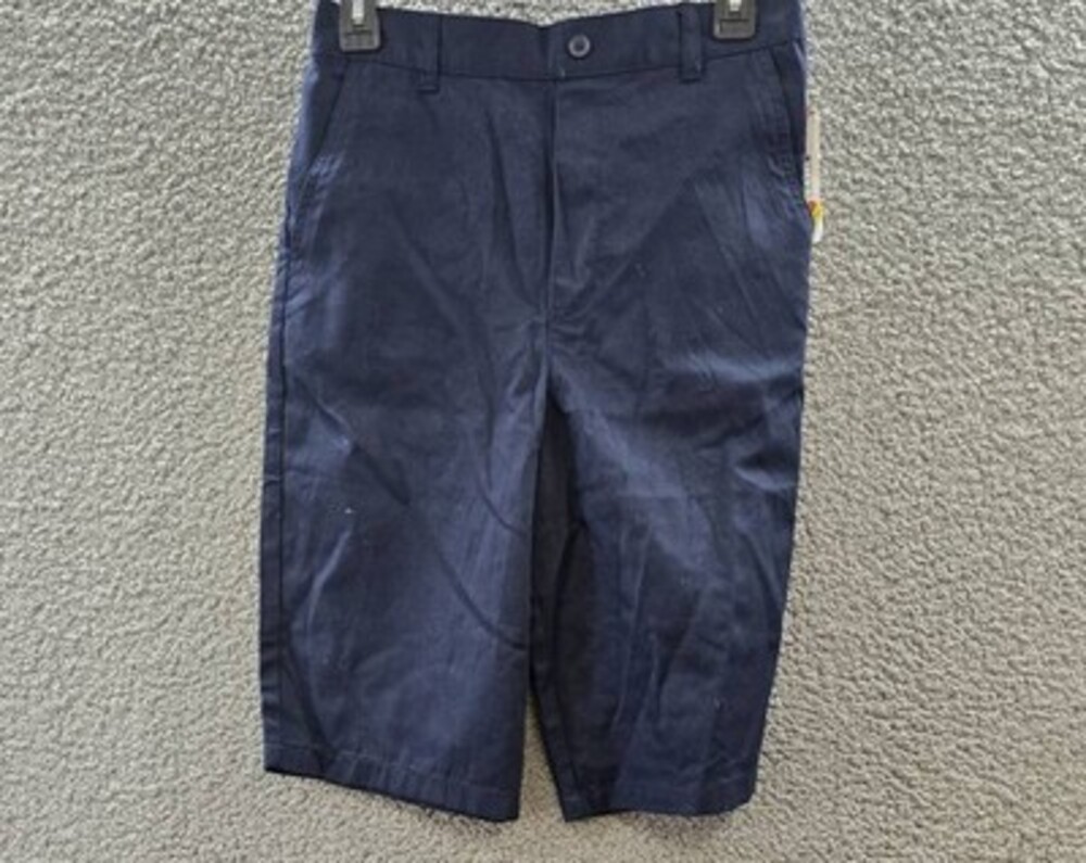 French Toast Flat Front Stretch Twill Shorts Boys' 16 Navy Pockets Button Zip